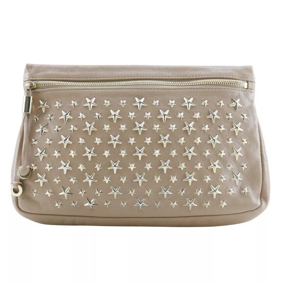 Jimmy Choo Handbags - JIMMY CHOO Star studs Pouch beige leather Women